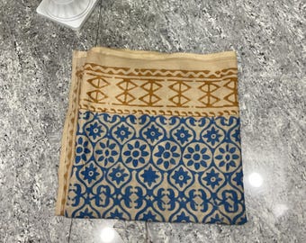 Handmade Block Printed Cotton Sarong: Floral Print Beach Cover Up
