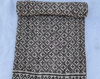 Handtryckt Kantha-täcke: Boho bomullsöverkast