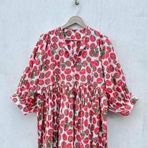 Hand Block Print Cotton Gauze Dress: Lightweight Floral Summer Dress