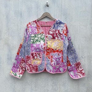 Handmade Patchwork Quilted Cotton Jacket: Reversible Boho Coat