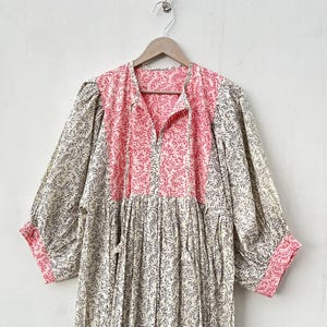 Cotton Gauze Maxi Dress: Block Print Women&#39;s Dress