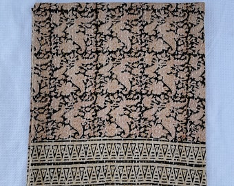 Colcha Kantha estampada a mano con bloques: Colcha de algodón floral (tamaño Queen)