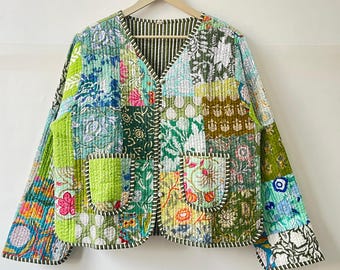 Block Print Quilted Cotton Jacket: Reversible Boho Coat - Etsy