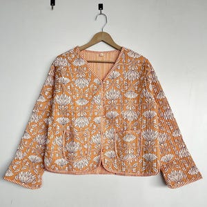 Block Printed Cotton Quilted Jacket: Handmade Boho Style