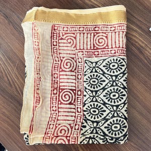 Hand Block Printed Cotton Sarong: Beach Wrap Pareo - Lightweight Scarf