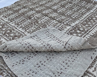 Kantha Quilt Indisch Hand Block Print Kantha Grau Quilt Indische Bettwäsche Überwurf Kantha Quilt Kantha Decke/Geschenk für Mama/Geschenk für Sie