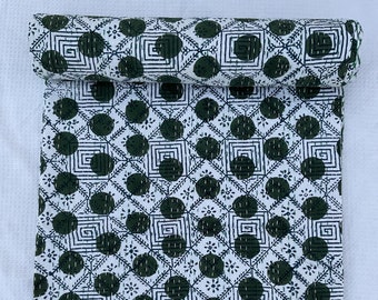 Indische Handgemacht Kantha Quilt Tagesdecke werfen Baumwolle Decke Guarri Bettdecke und König / Königin / Zwilling Bettdecke Polka Dot