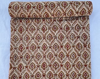 Colcha Kantha con estampado floral hecha a mano: Colcha para cama Queen india