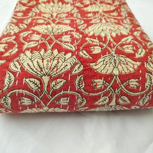 Indian Kantha Quilt Red Burgundy Kantha Bedspreads Indian Quilt Twin/Queen/King Size Kantha Handmade Quilt Block Print Red Kantha Bedcover