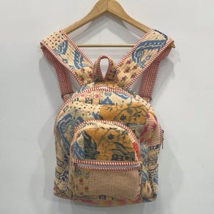 Patchwork Cotton Quilt Backpack: Bohemian Hippie Block Print Tote Bag