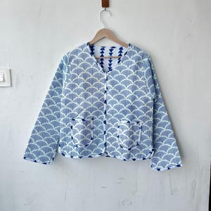 Reversible Hand Block Print Cotton Quilted Jacket: Boho Coat
