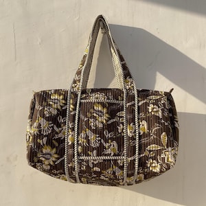 Große Baumwolle Gesteppte Reisetasche Schultertasche Weekender Tasche Für Frauen Boho Overnight Bag Block Print Reisetasche Valentinstag Geschenk Für Sie