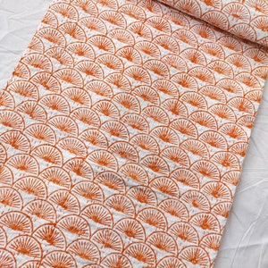Orange Floral Kantha Quilt: Handmade Indian Cotton Bedspread