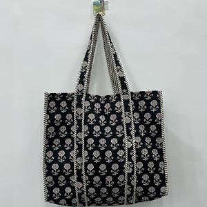 Bolsa de mano acolchada, bolsa de compras grande de algodón, bolsa de viaje, regalo para ella