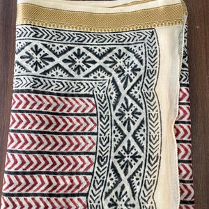 Hand Block Printed Cotton Sarong: Beach Coverup, Party Scarf