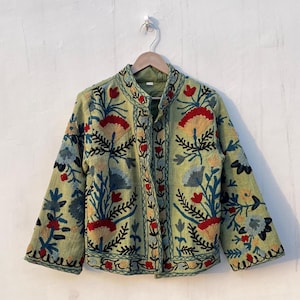 Handmade Suzani Embroidered Cotton Jacket: Winter Coat