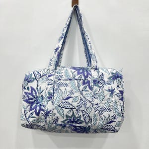Große Baumwolle Gesteppte Reisetasche Schultertasche Weekender Tasche Für Frauen Boho Overnight Bag Block Print Reisetasche Valentinstag Geschenk Für Sie