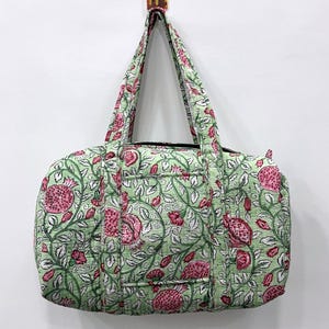 Große Baumwoll Weekender Reisetasche, Handgemachte Gesteppte Stoff Reisetasche, Block Gedruckt Reisetaschen, Handgepäck Tasche, Taschen für Frauen,