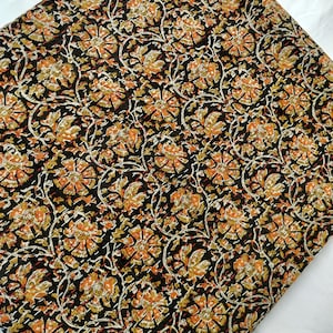 Bagru Print Hand Block Kantha Quilt Black Orange Mustered Floral Kantha Bedspread Indian Kantha Quilt Handmade kantha Bedcover Bedding Throw