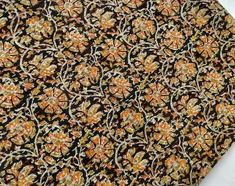 Bagru Print Kantha Quilt: Floral Hand Block Bedspread, Indian Cotton
