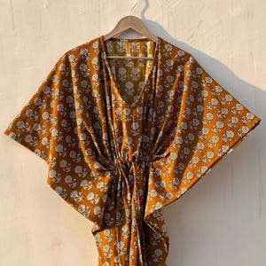 Cotton Kaftan Indian Floral Kaftan Long Caftan Dress For to be Moms Beach Cover up Sleepwear Indian Kaftan Maxi Dress Bikini Cover Up Caftan