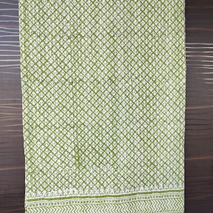 Red Block Print Kantha Quilt: Handmade Cotton Queen Bedspread