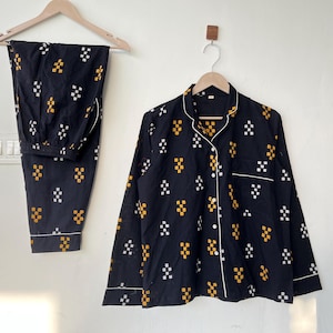 100% Cotton Light & Soft Night Dress Women Cotton Pants Shirt Set, Night Suit, Indian Cotton Pajama Set, Cotton Hand Block Print Pj Set