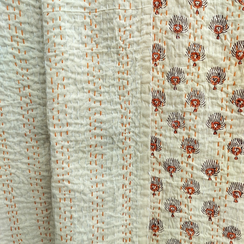 kantha cotton pants Red on White Pattern