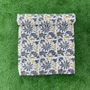 Floral Kantha Quilt: Hand Block Printed Reversible Cotton Bedspread (Queen Size)