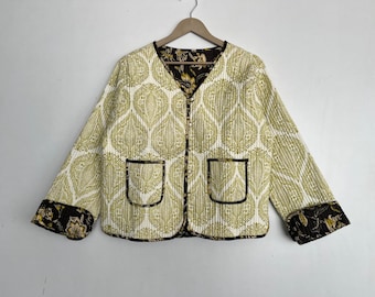 Block Print Cotton Quilted Jacket: Reversible Indian Coat - Etsy