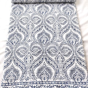 Courtepointe indienne kantha pour lit simple/Grande taille/Très grand lit en coton indien matelassé parure de lit kantha, couvre-lit indien à main bloc imprimé
