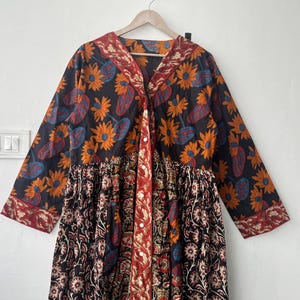 Cotton Gauze Maxi Dress: Block Print Women&#39;s Dress