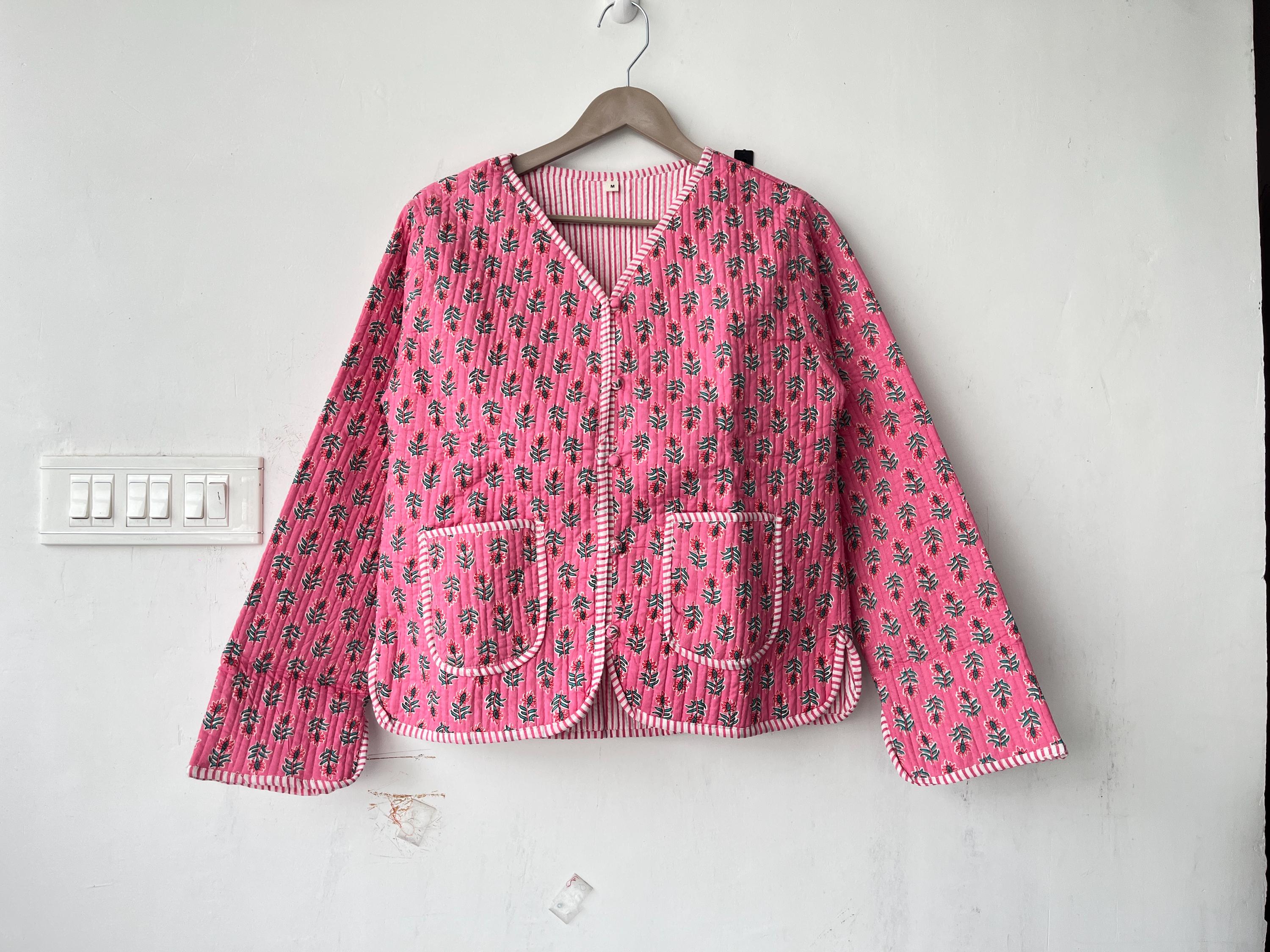 Black Block Print Cotton Quilted Jacket: Women's Short Coat - Etsy