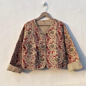 Handmade Patchwork Cotton Quilted Jacket: Reversible Boho Coat