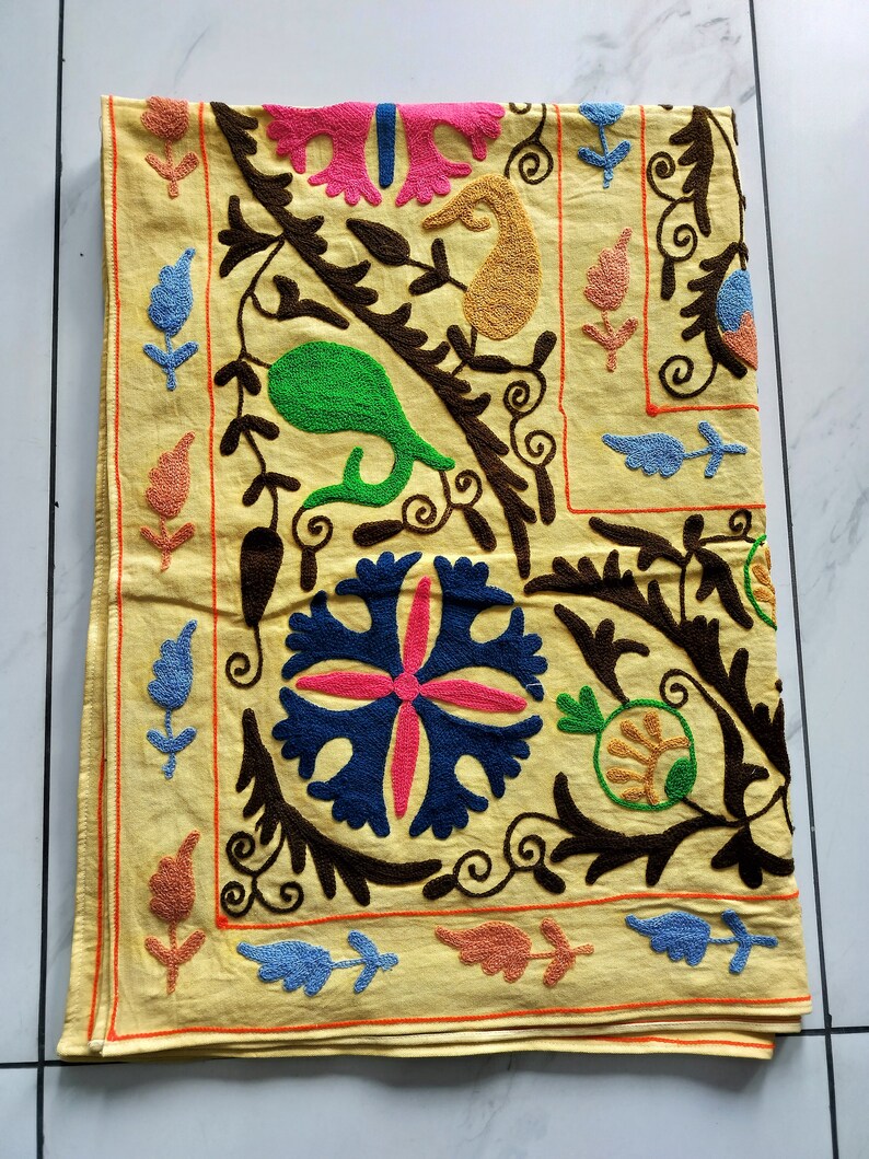 Hand Embroidered Suzani Bedspread Indian Suzani Bedcover Etsy