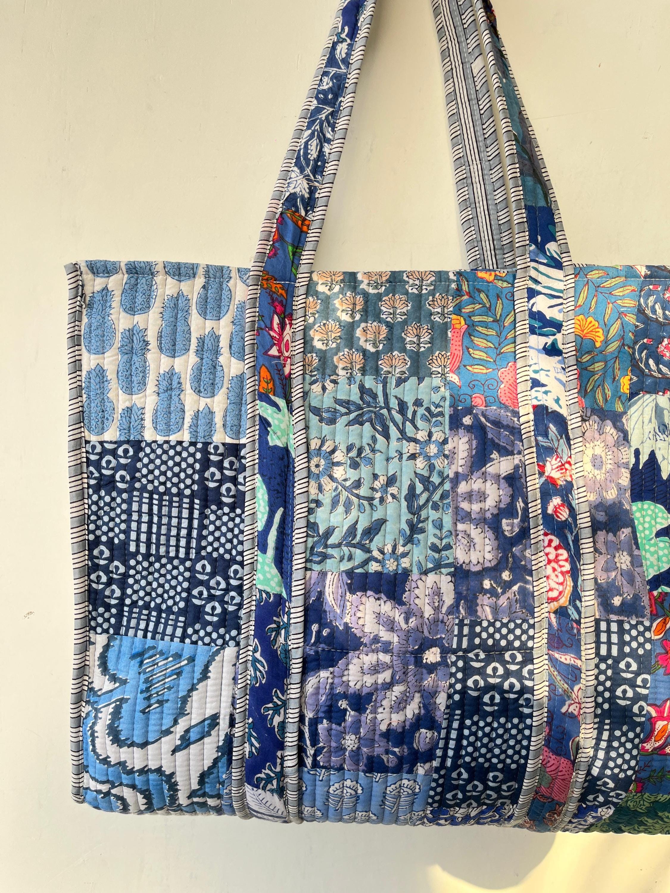 Handmade Quilted Floral Tote Bag: Reversible Cotton Shopper - Etsy