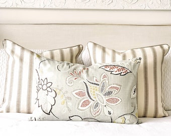 Country style cushions; coastal style cushions; linen, viscose, cotton and polyester cushions; cover only. Neutral earthy tone cushions.