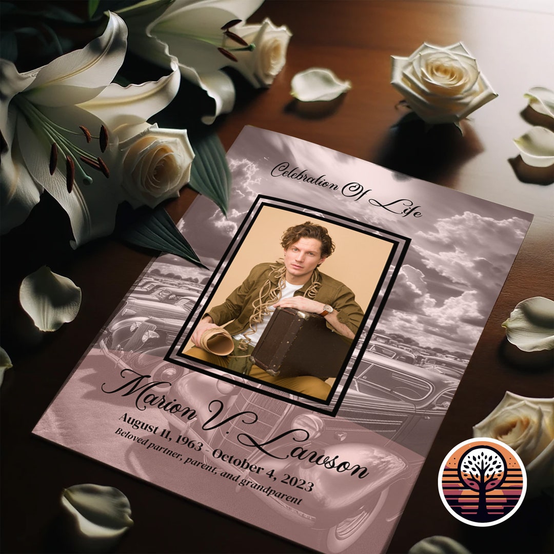 Funeral Program Template - Printable Order of Service for Celebration ...
