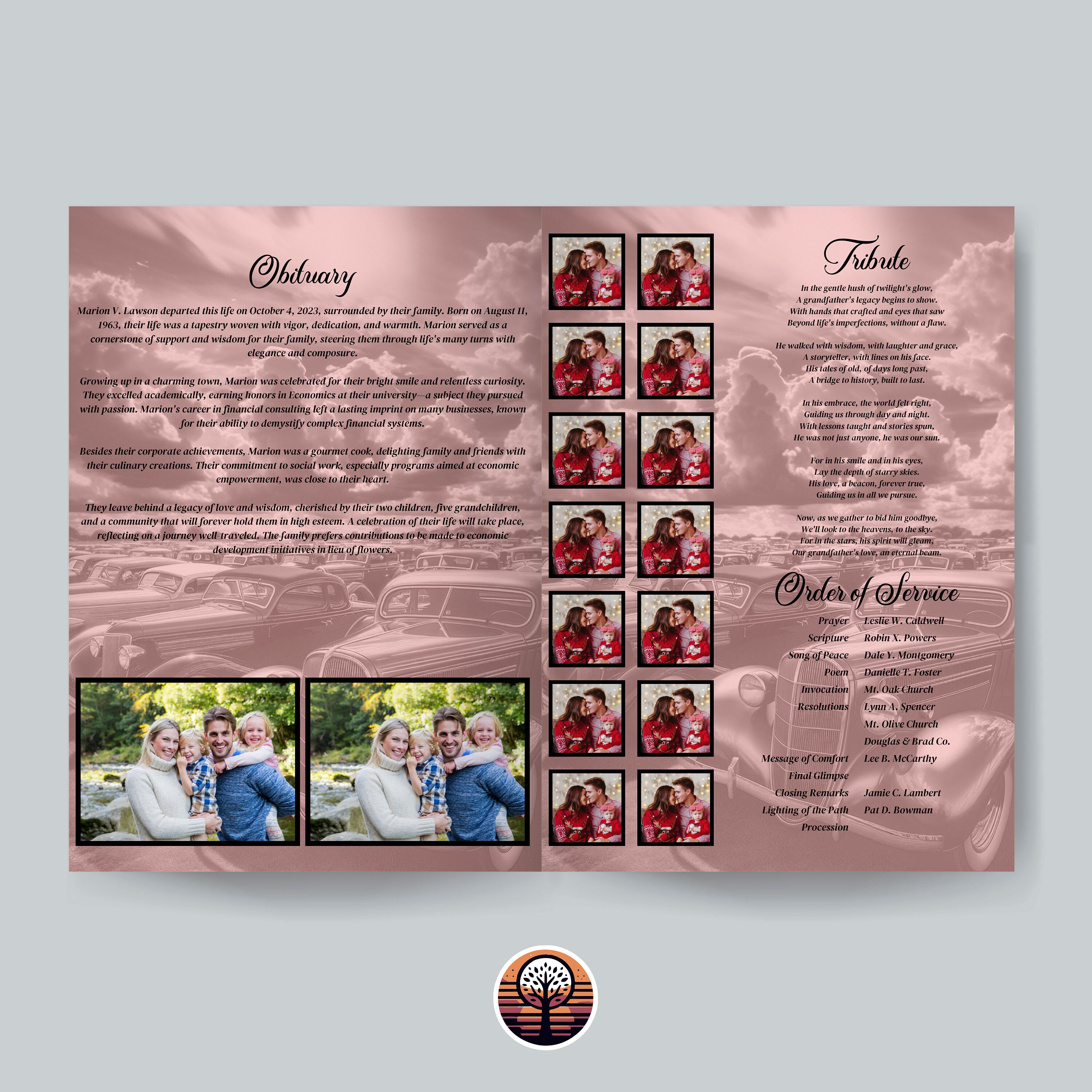 Funeral Program Template - Printable Order of Service for Celebration ...