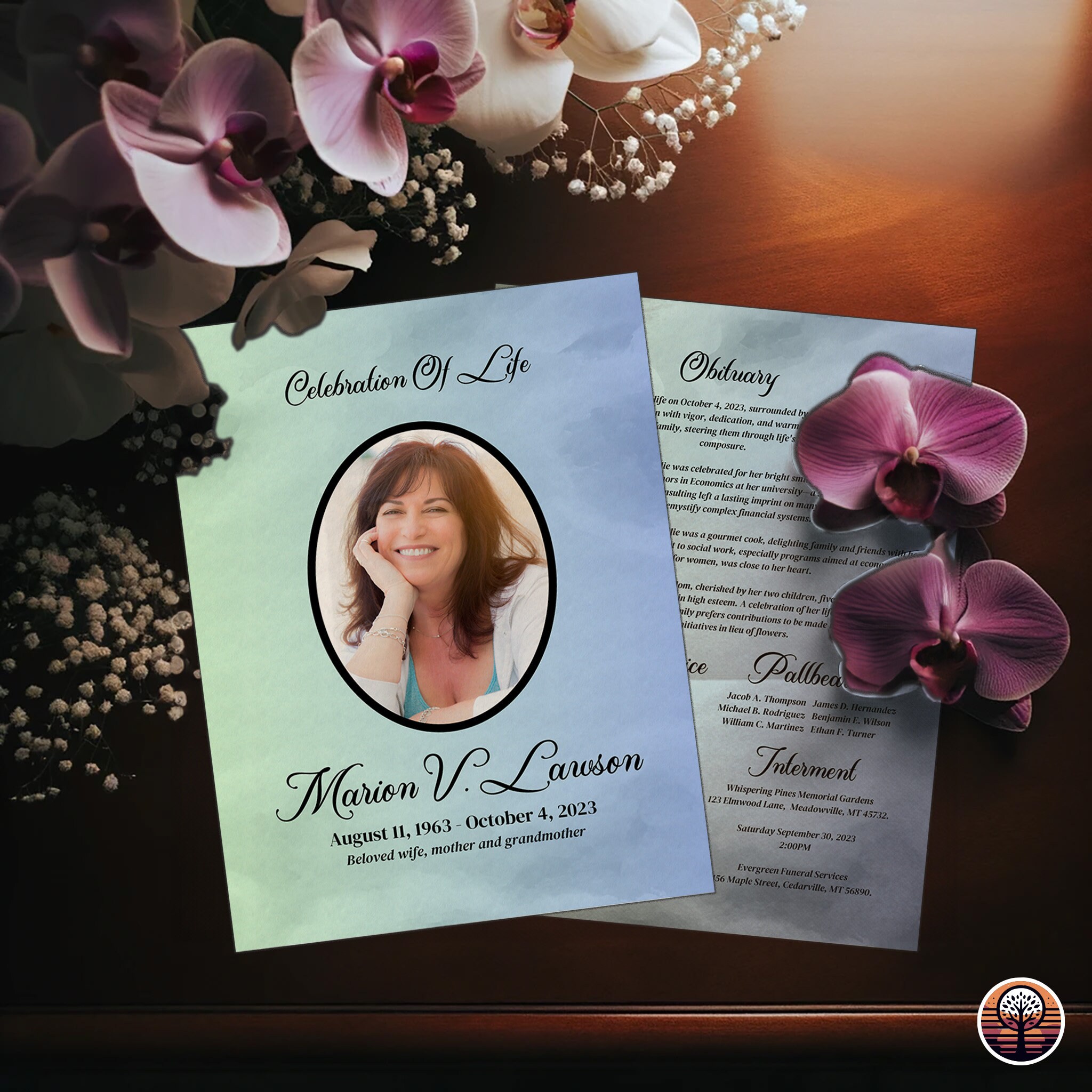 Funeral Program Template - Printable Order of Service for Celebration ...