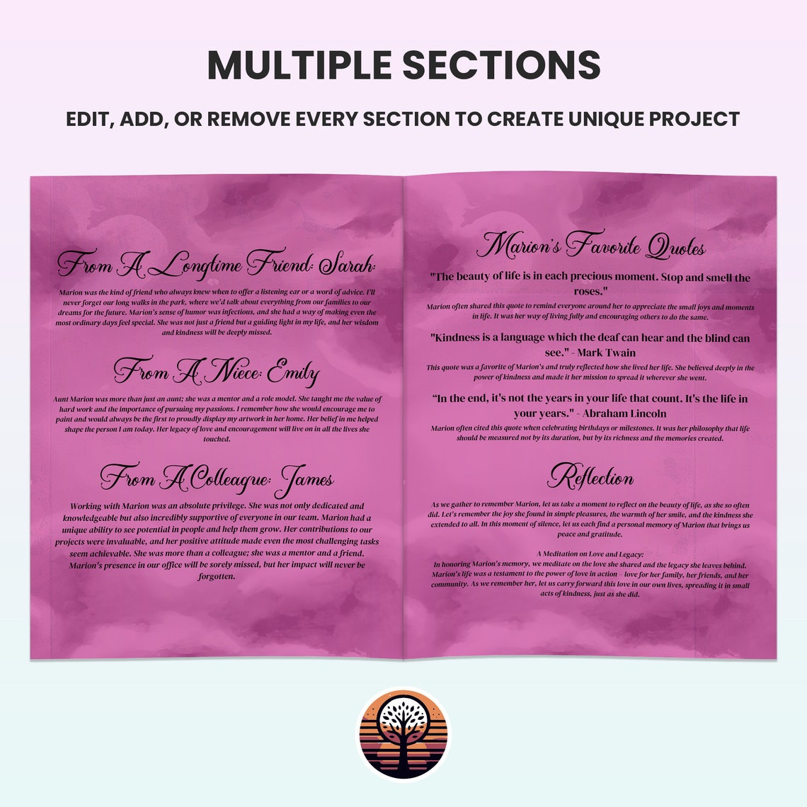 Funeral Program Template - Printable Order of Service for Celebration ...