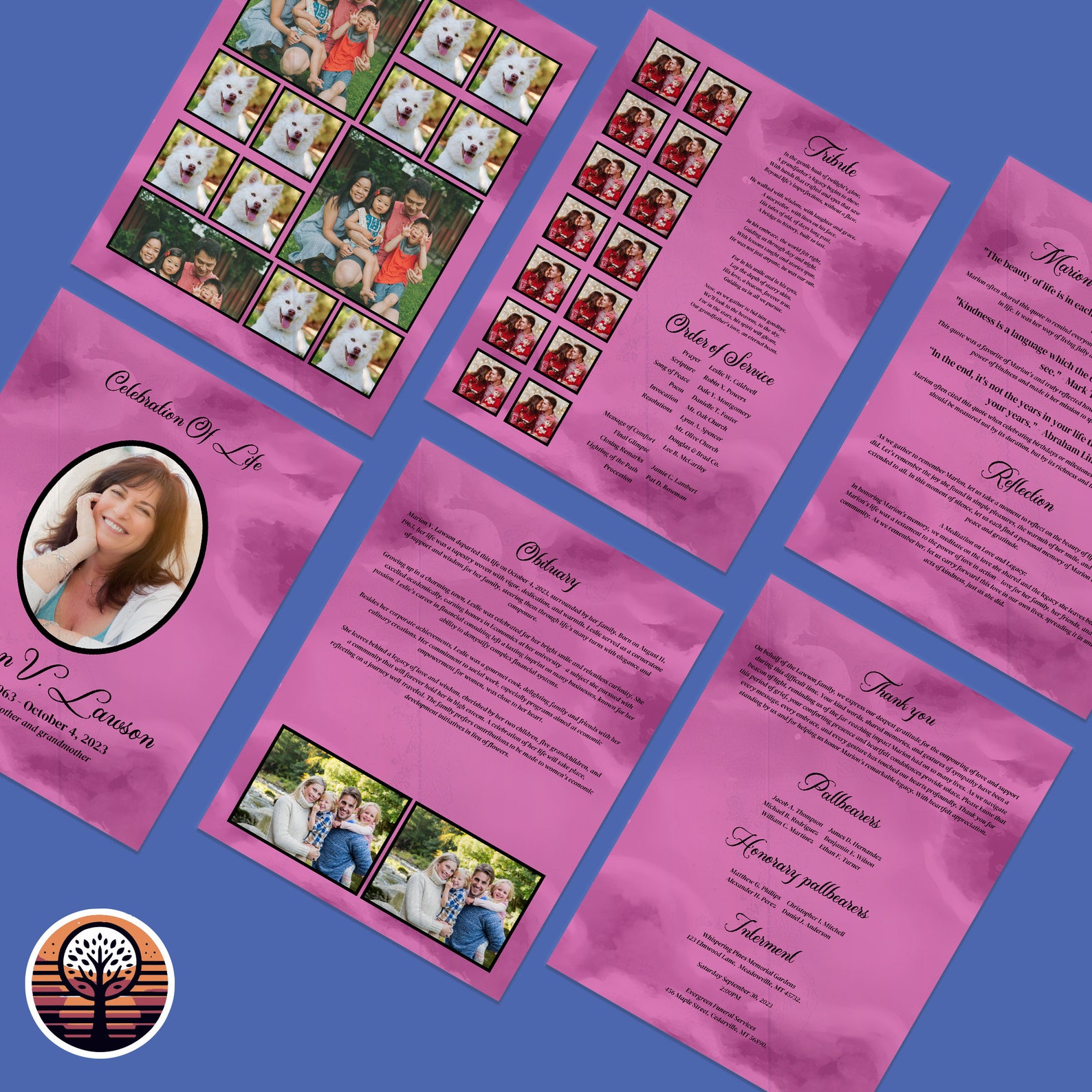 Funeral Program Template Printable Order of Service for Celebration of ...