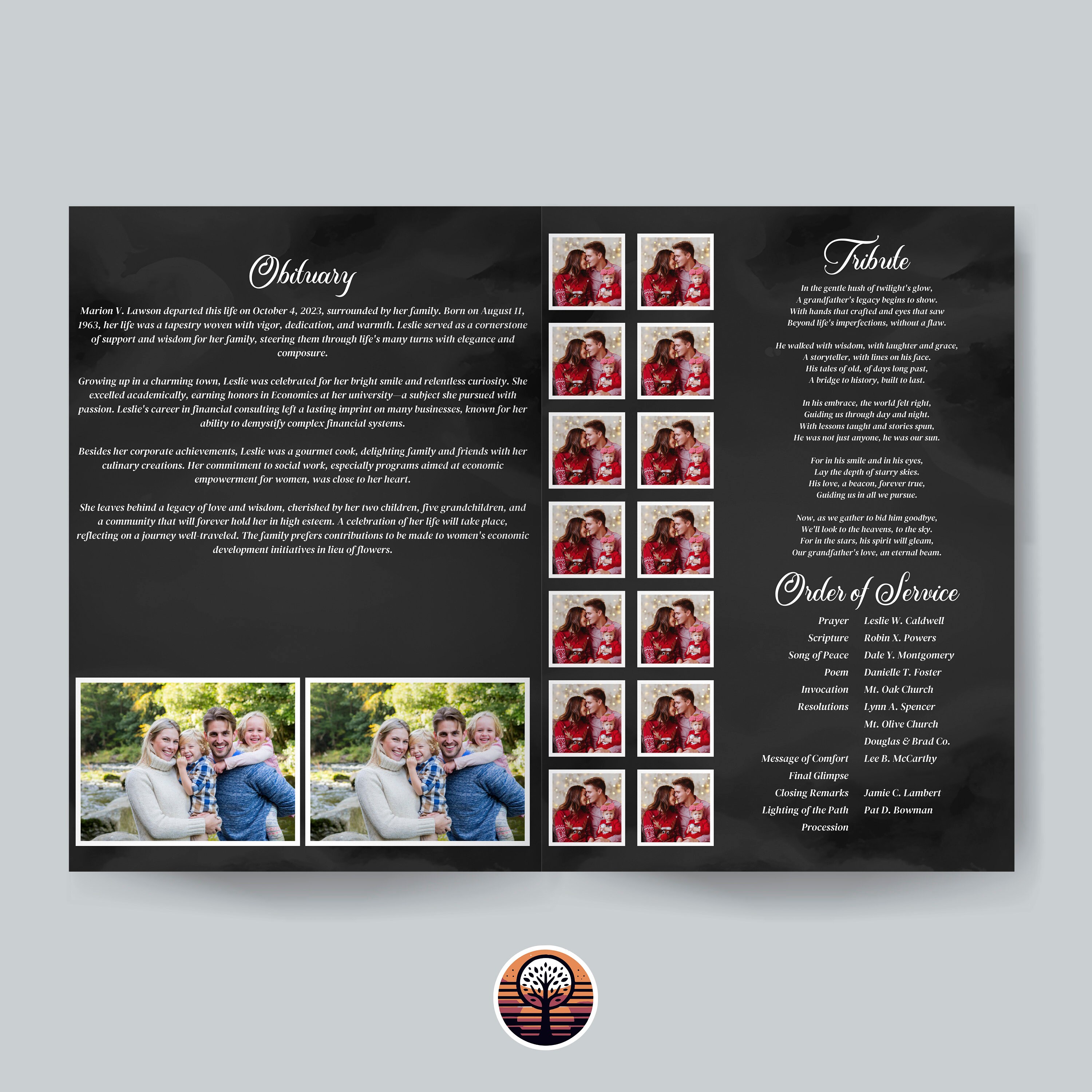 Funeral Program Template Printable Order of Service for Celebration of ...