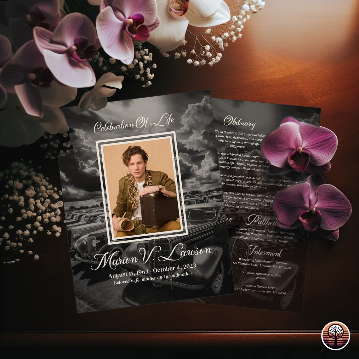 Funeral Program Particles Funeral Program Template - Printable Order of Service for Celebration ...