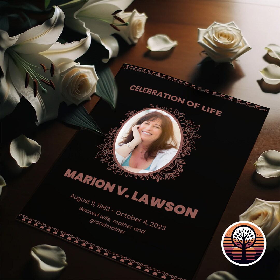 Funeral Program Template - Printable Order of Service for Celebration ...