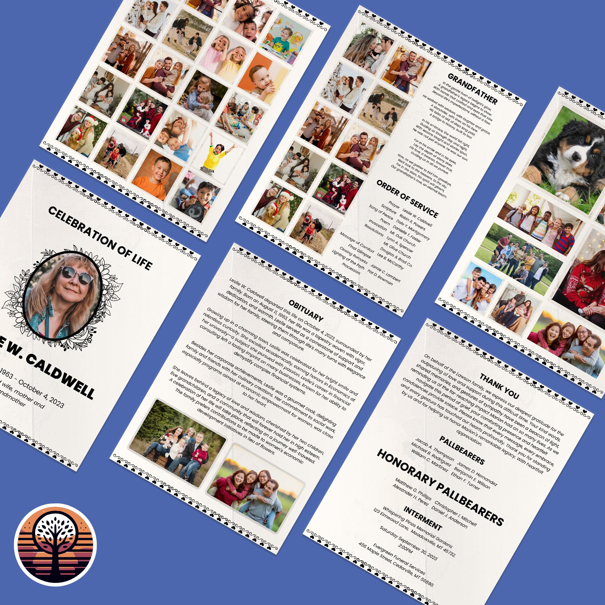 Funeral Program Template - Printable Order of Service for Celebration ...