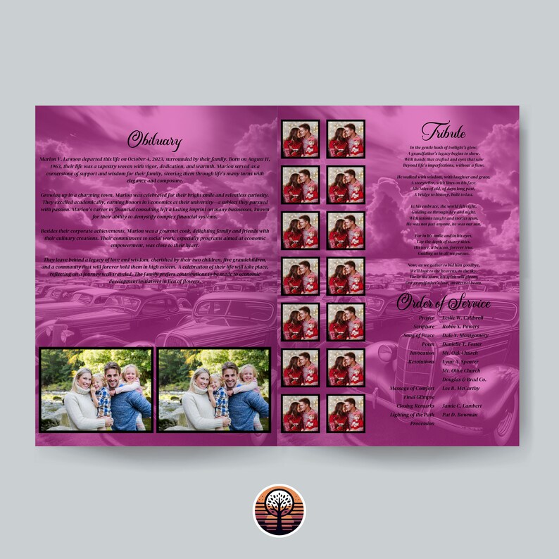Funeral Program Template - Printable Order of Service for Celebration ...
