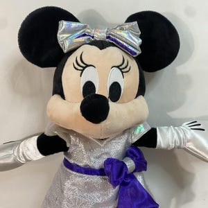 Disney 100 Years of Wonder Minnie Mouse Plush Silver Iridescent Purple 18" 2023 image 7