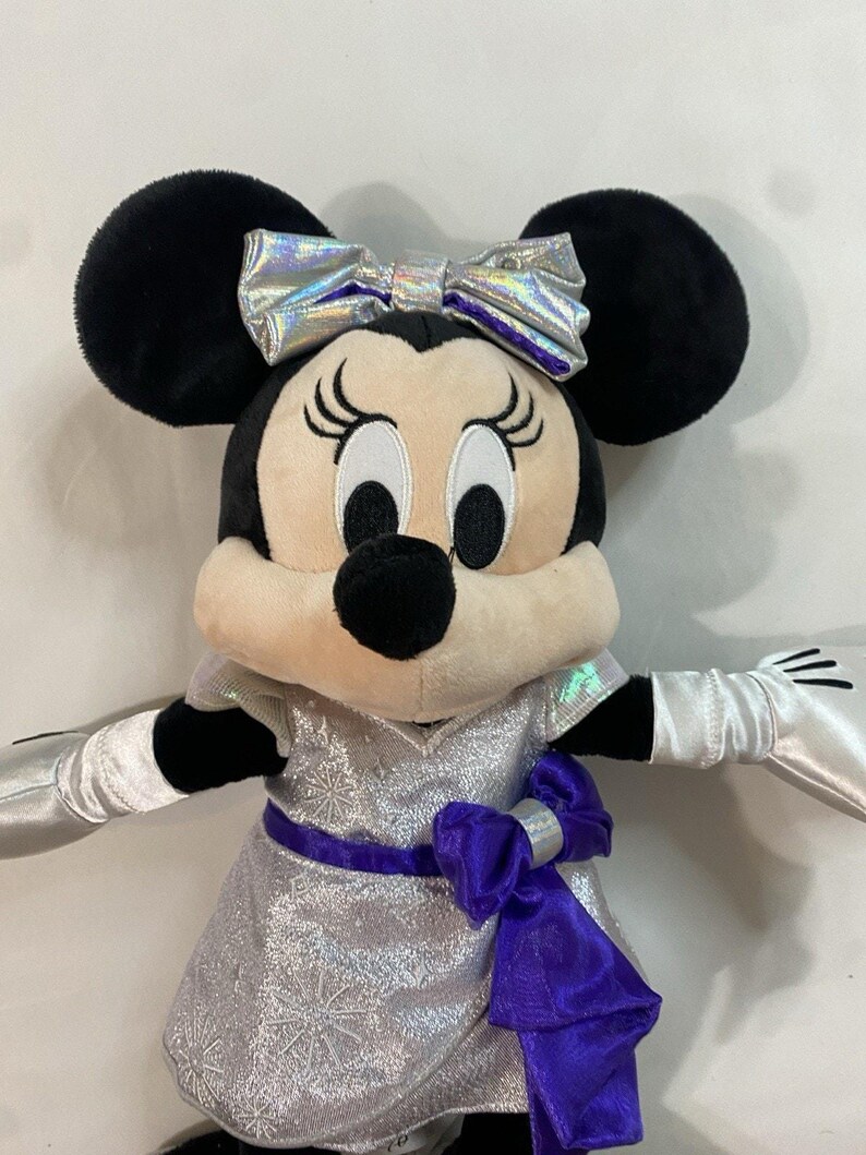 Disney 100 Years of Wonder Minnie Mouse Plush Silver Iridescent Purple 18" 2023 image 7