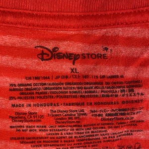 Disney Store Mickey Mouse XOXO Striped V-Neck T-Shirt XL Red Organic Cotto image 5